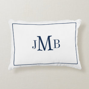 Classic, Monogrammed Navy & white Nautical Accent Pillow