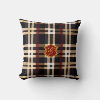 Classic Monogrammed Plaid Beige Red & Black 