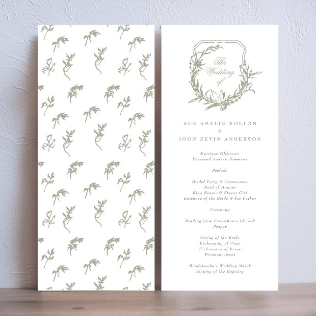 classic monogrammed sage green the wedding crest program (Creator Uploaded)