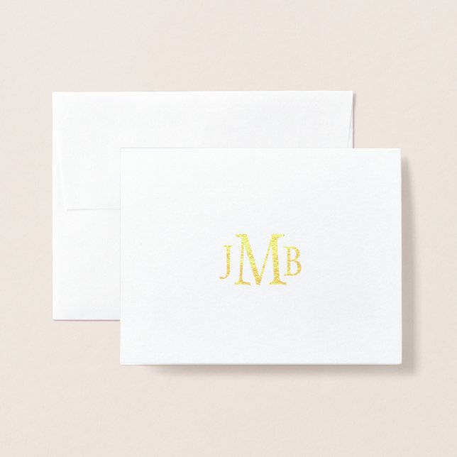 Classic Monogrammed Thank You Gold Foil Card (Front With Envelope)