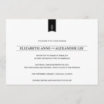 Classic Monograms Black & White Wedding Invitation by envelopmentswedding at Zazzle