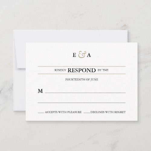 Classic Monograms Gold Response Personalized Announcement