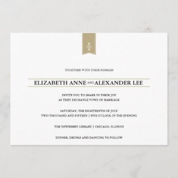 Classic Monograms Gold Wedding Invitation by envelopmentswedding at Zazzle