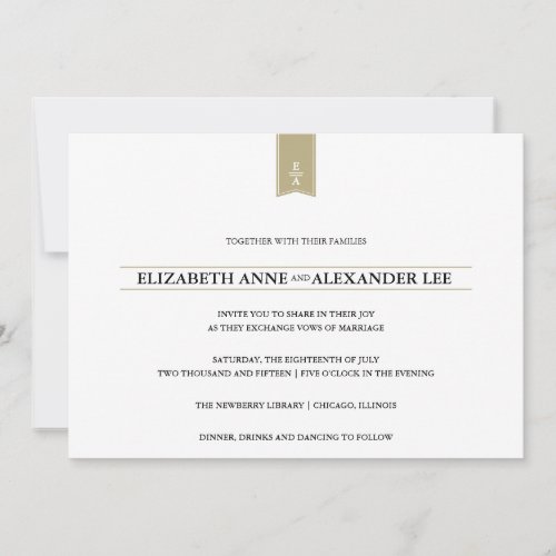 Classic Monograms Gold Wedding Invitation