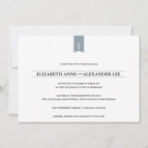 Classic Monograms Silver Wedding Invitation