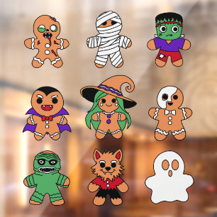 Classic Monsters Gingerbread Men Window Cling