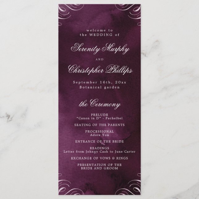 Classic Moody Masala Calligraphy Wedding Program (Front)