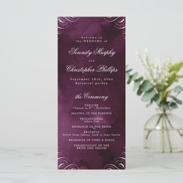 Classic Moody Masala Calligraphy Wedding Program (Standing Front)