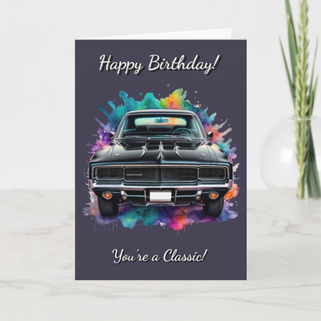 Classic Mopar Muscle Car Birthday Card (Front)
