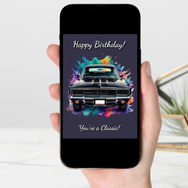 Classic Mopar Muscle Car Birthday Card (Front Digital)
