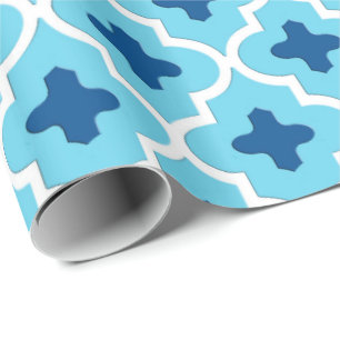 Classic Moroccan Tile, Cobalt and Sky Blue Wrapping Paper