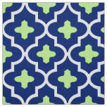 Classic Moroccan Tile, Cobalt Blue and Lime Fabric
