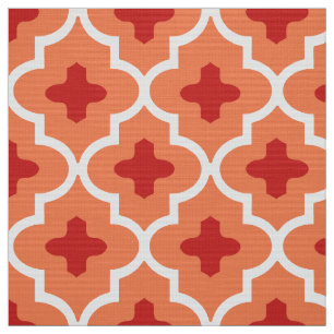 Classic Moroccan Tile, Mandarin Orange Fabric