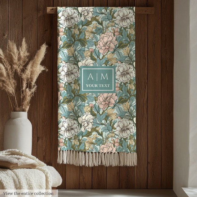 Classic Morris inspired pastel floral art throw Fleece Blanket (Classic Morris inspired pastel floral art throw Fleece Blanket )