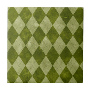Classic Mossy Green Argyle Geometric Pattern Tile