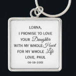 Classic Mother of Bride Wedding Gift From Groom Keychain<br><div class="desc">Beautiful and classic gift for the Mother of the BRIDE from Groom personalized with the Mother of the Bride's name,  Groom's name,  and wedding date</div>