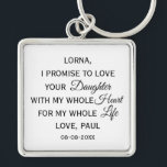 Classic Mother of Bride Wedding Gift From Groom Keychain<br><div class="desc">Beautiful and classic gift for the Mother of the BRIDE from Groom personalized with the Mother of the Bride's name,  Groom's name,  and wedding date</div>