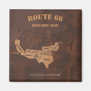 Classic Mother Road Heritage Map Keepsake Magnet