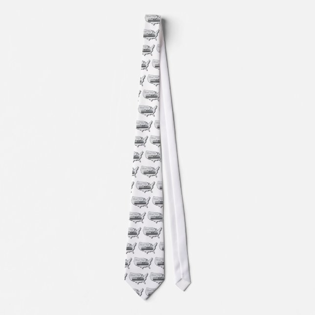 Classic Motor Home USA Road Trip Neck Tie (Front)