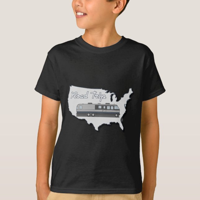 Classic Motor Home USA Road Trip T-Shirt (Front)
