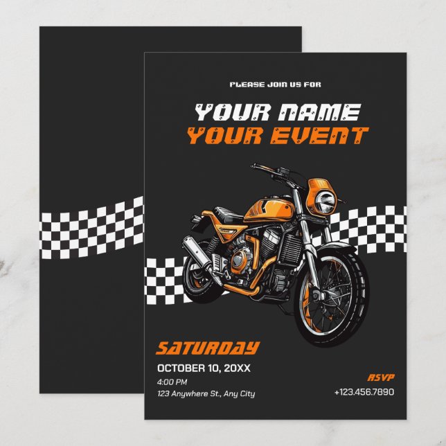 Classic motorbike  invitation (Front/Back)