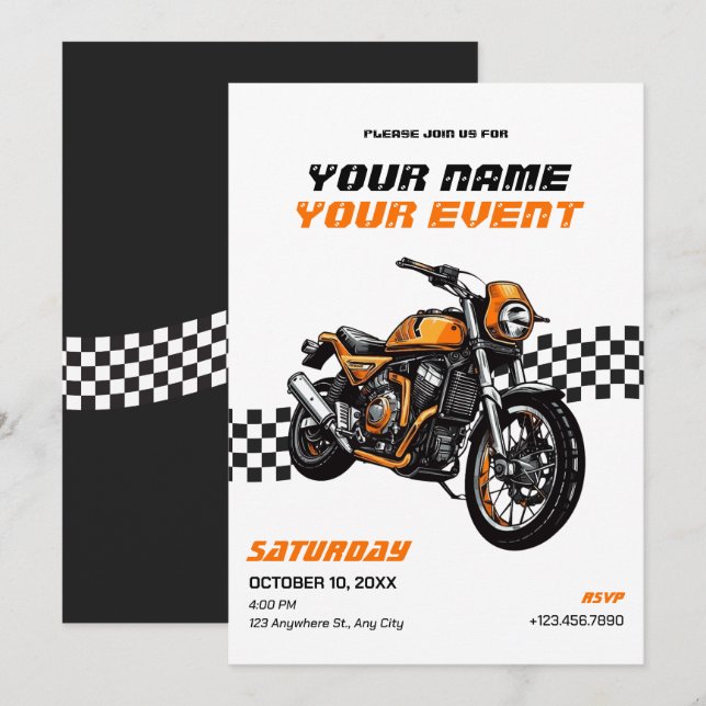 Classic motorbike  invitation (Front/Back)