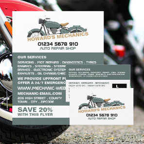 Classic Motorcycle, Auto Mechanic & Repairs Business Card