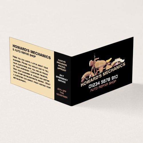 Classic Motorcycle Auto MechanicRepairs Detailed Business Card