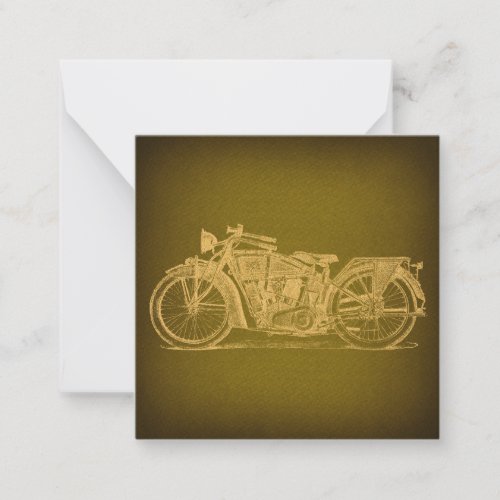 Classic Motorcycle Illustration Vintage Art Green Note Card