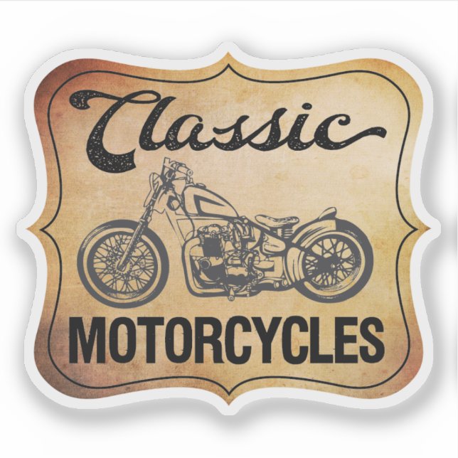 Classic Motorcycle Vintage Style Sticker (Front)