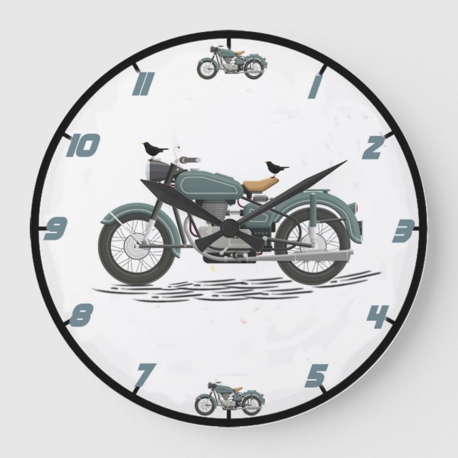 Classic Motorcycle Wall Clock (Front)