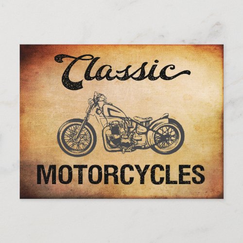 Classic Motorcycle with vintage silhouette Postcard