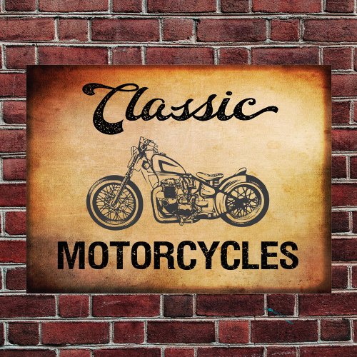 Classic Motorcycle with vintage silhouette Poster