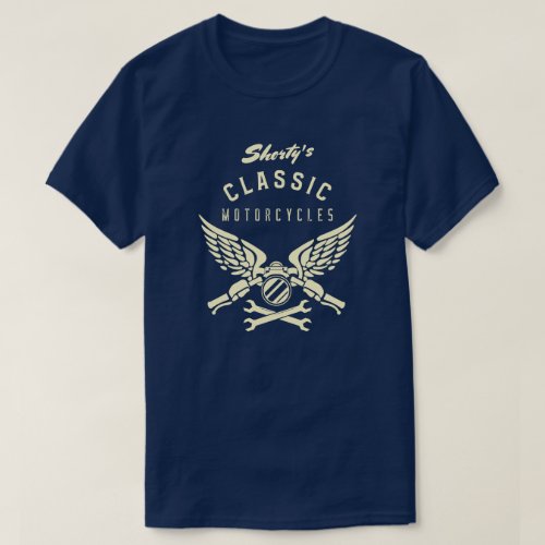 Classic Motorcycles Any Name Wings Handlebars T_Shirt