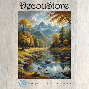 Classic Mountain Landscape Decoupage Tissue Paper