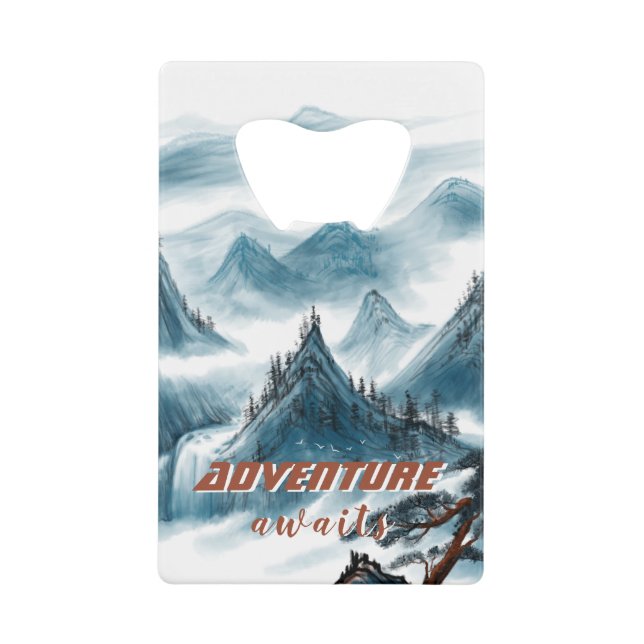 Classic Mountains Adventure Inspirational Credit Card Bottle Opener (Front)
