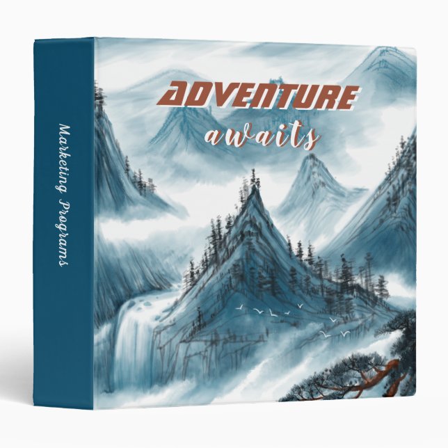 Classic Mountains Painting Inspirational Quote 3 Ring Binder (Front/Spine)