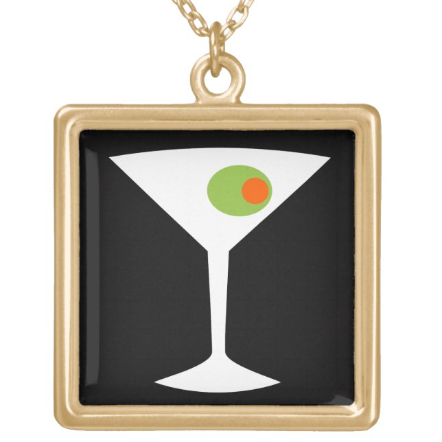 Classic Movie Martini Necklace (black) (Front)