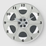 Classic Movie Reel (with Black Numerals) Large Clock at Zazzle