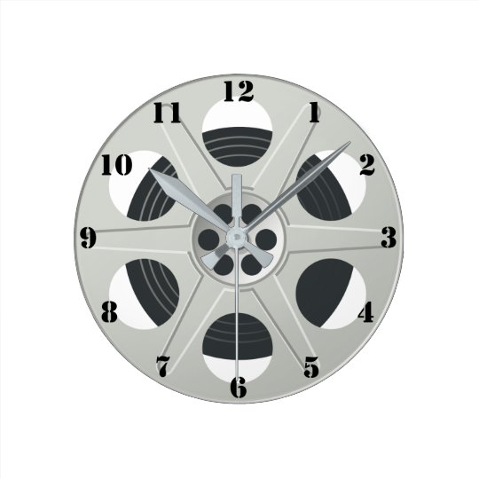 CLASSIC MOVIE REEL (WITH BLACK NUMERALS) ROUND CLOCK