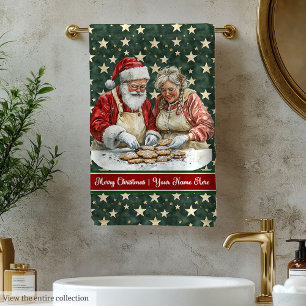 Classic Mr. and Mrs. Claus Cooking Bath Towels