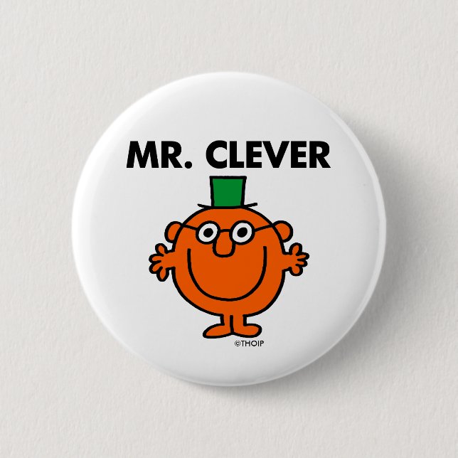 Classic Mr. Clever Logo Pinback Button (Front)