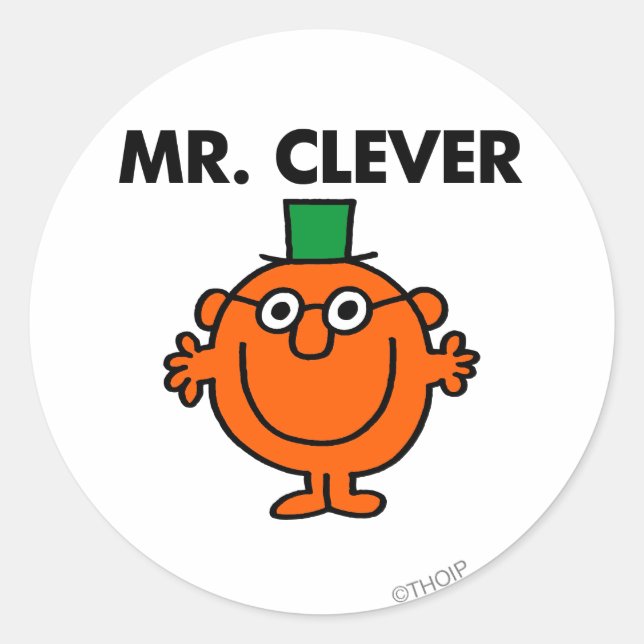 Classic Mr. Clever Logo Round Sticker (Front)