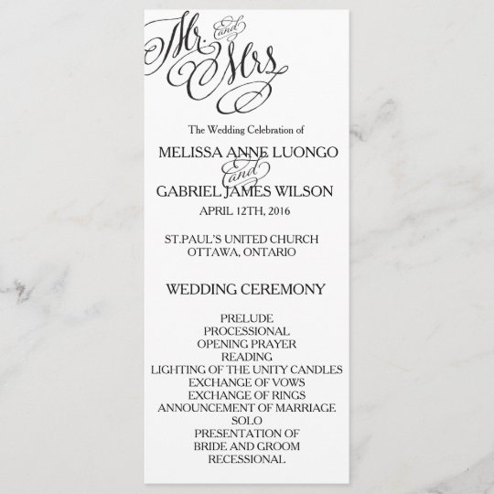 Classic Mr Mrs Wedding Program Zazzle Com