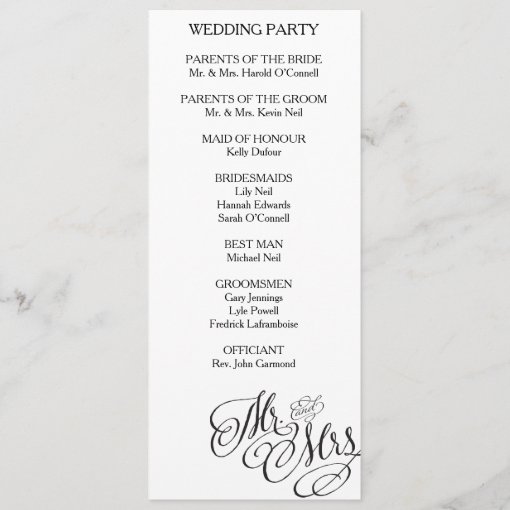 Classic Mr. & Mrs. Wedding Program | Zazzle