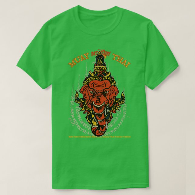 Classic Muay Thai Elephant Tattoo T-Shirt (Design Front)