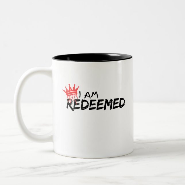 Classic Mug, 11 oz I Am Redeemed Christian Jesus Two-Tone Coffee Mug (Left)