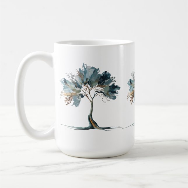 Classic Mug 15 oz – Abstract Nature Tree Art Desig (Left)