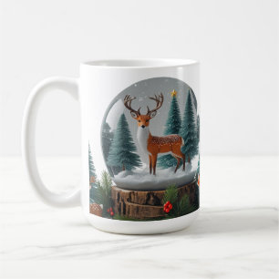 Classic Mug 15 oz Woodland Christmas Snow Globe