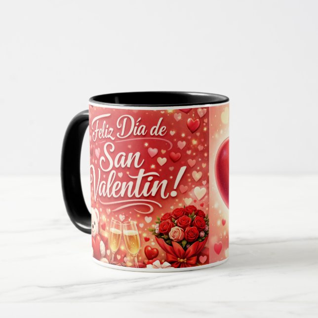 Classic Mug “Happy Valentine's Day” with Hearts (Front Left)
